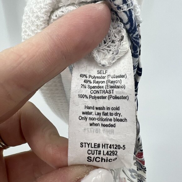 Le Lis Ivory Waffle Knit And Paisley Back Print Top Boho Size Small - Picture 4 of 4